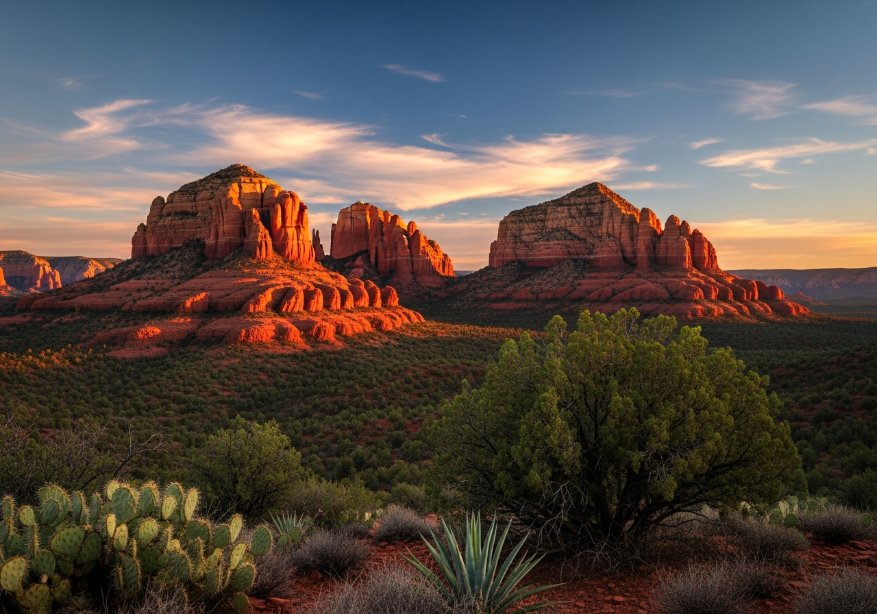 Sedona Arizona Red Rock Formations Cathedral Rock at Sunset